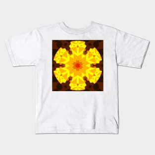 Retro Mandala Flower Yellow and Orange Kids T-Shirt